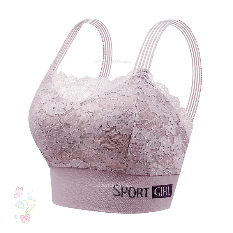 Nuevo Sujetador deportivo Sexy de encaje sin costuras de talla grande para mujer, chaleco trasero de belleza transpirable cómodo, Top de tubo envuelto en el pecho