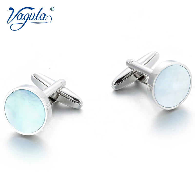 VAGULA Excellent Quality Cufflinks Luxury Suit Shirt Gemelos Button Blue Sea Shell Mother Pearl Cuff links 257