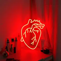 Human Heart Neon Signs LED Neon Light Sign Light Up Neon Signs Wall Decor for Bedroom Man Cave Bar Decor Store Club 13*12inches