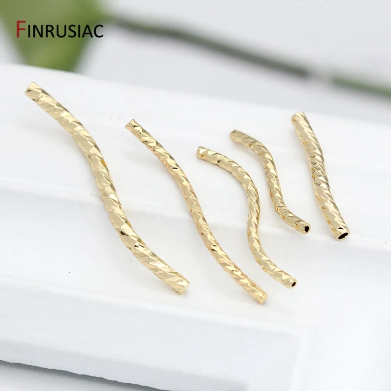 14k Real Gold Plated 8 Sizes Corrugated Tube Wavy Curved Beads For Jewelry Making, DIY Jewellery Findings Components Wholesale