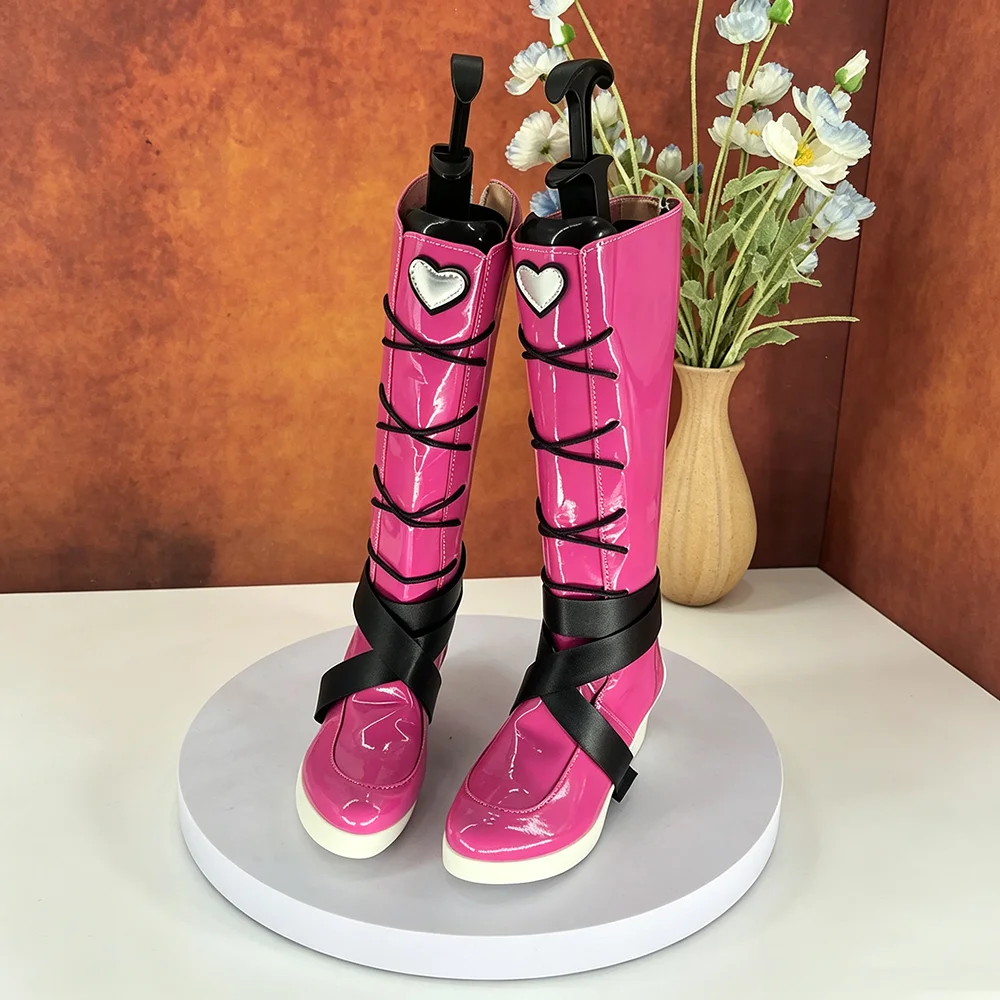 Halloween Vampire Cosplay Shoes Gothic Lolita Skull PU Leather High Heels High School Uniform Tall Boots Masquerade Costume