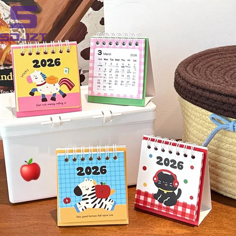 1 Stücke Cartoon Tragbare Spule Monatskalender Planer 2026 Pferd Jahr Mini Schreibtischkalender Büro Und Wohnkultur Neujahrsgeschenk