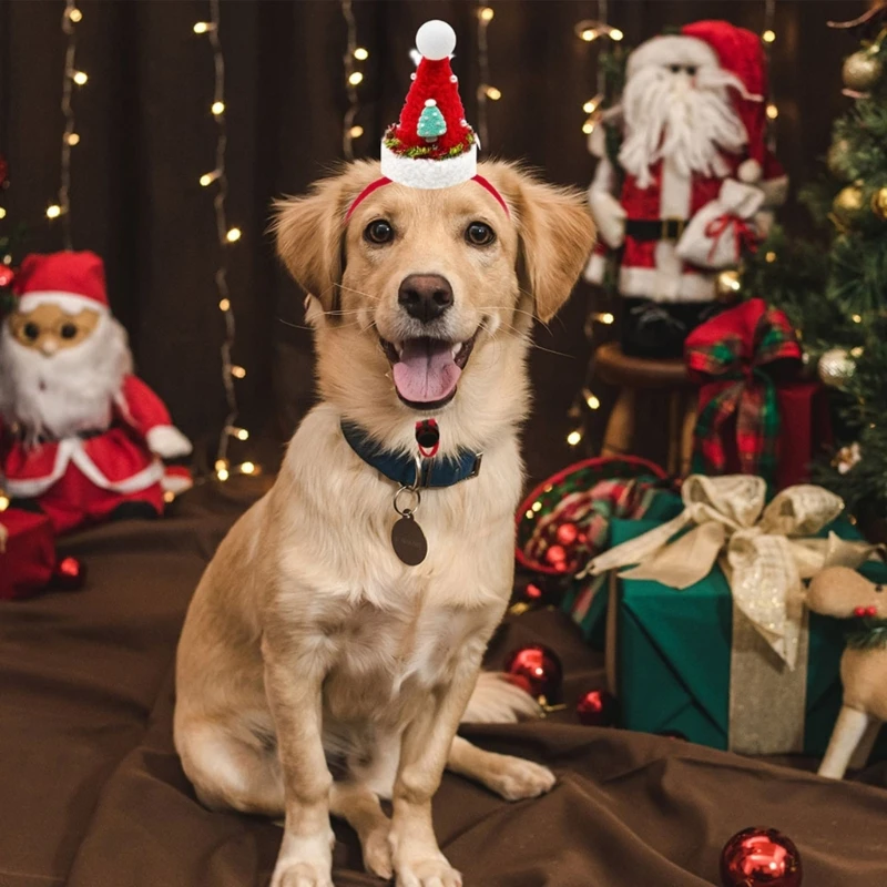 Christmas Hat for Dog Hat Festive Headwear Fun Costume for Dog Cats