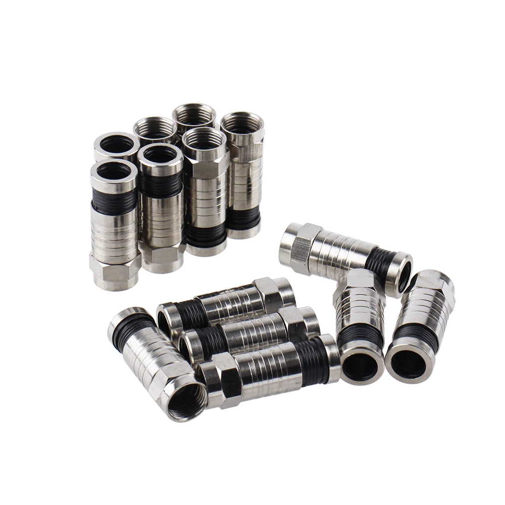 20pcs RG6 Compression Connectors Waterproof Connection F Compression Connector Coax Cable Coaxial Compression Tool