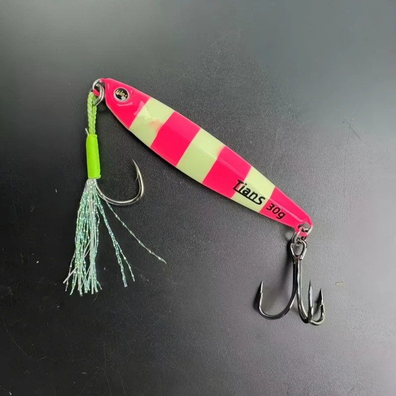 5 Stück Nachtlicht-Metall-Jig, Tiefsee-Angelköder, 25/30/40 g, zum Werfen und Jiggen, künstlicher Köder für Thunfisch, Forelle, Salzwasser und Süßwasser. – Detail 10