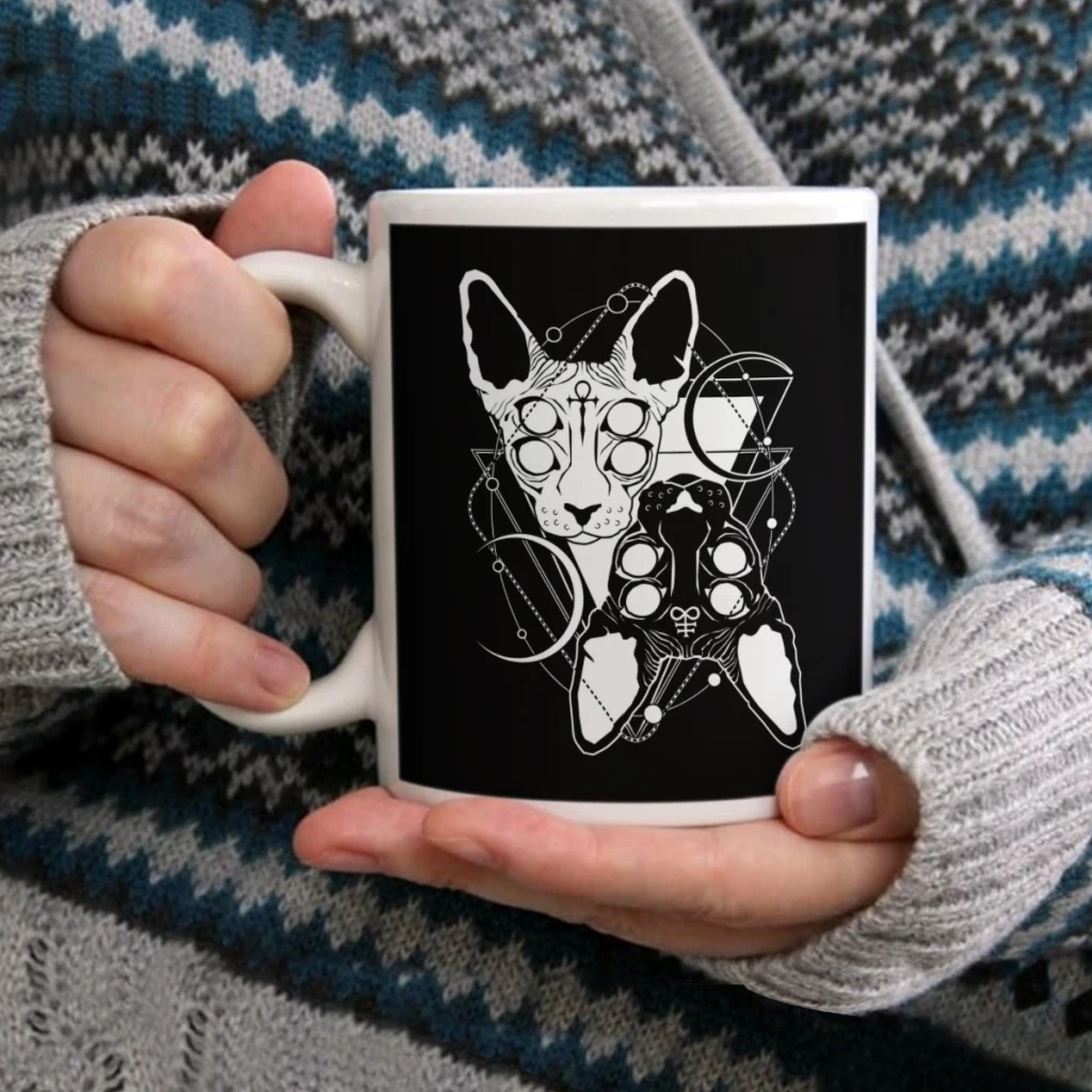 

Twin sphynxCoffee Mug Tea Cup 11oz Coffee Cup Funny Birthday Ceramic Mug Personalized Cup
