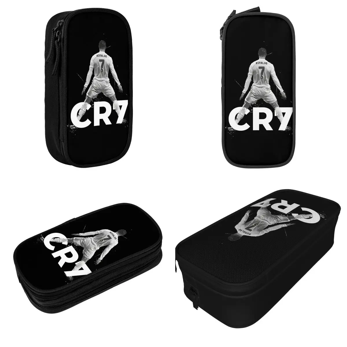 Large Capacity Pencil Case CR7 Ronaldos Football Soccer Player Office Supplies Double Layer Pencil Bag Perfect Gifts