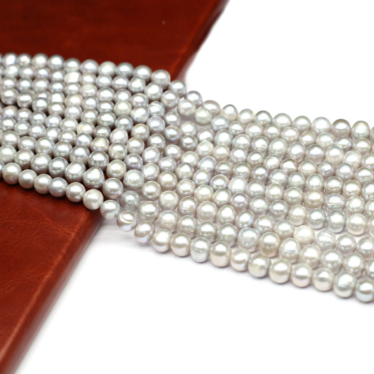 Natural Freshwater Pearls Gray Near Round Pearls Women Christmas Gift for Jewelry Make DIY Necklace Bracelet Accessories 7-8mm