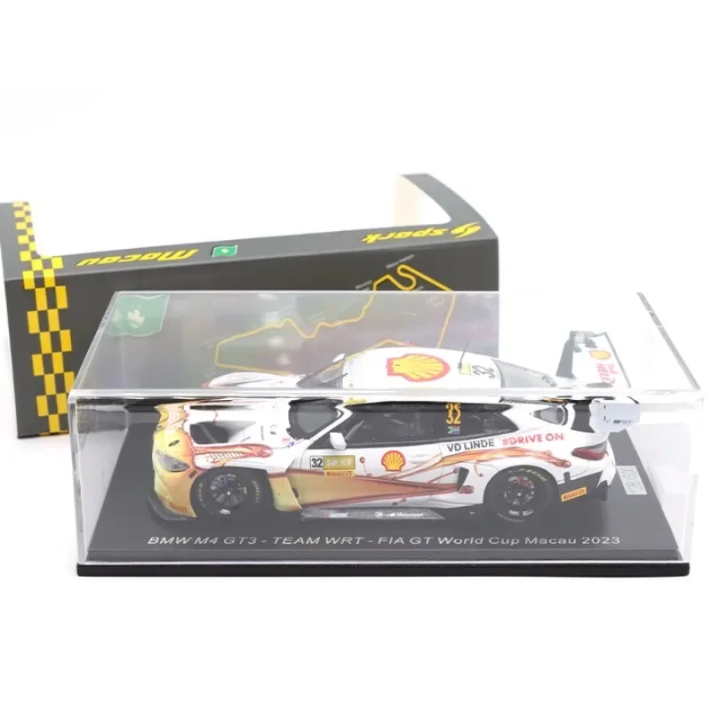 Spark 1/43 BMW M4 GT3 2023 Macao GT World Cup resin model, children's collection of decorative toys, holiday gifts for friends.