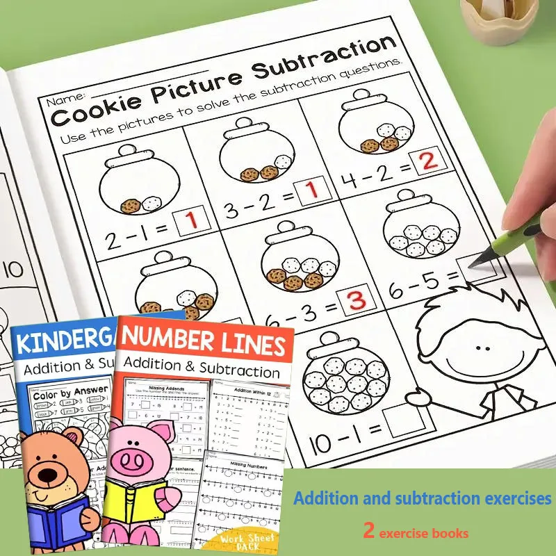 Addition & Subtraction Workbooks for Kids - Math Practice Activity Books with Color by Answer & Number Lines