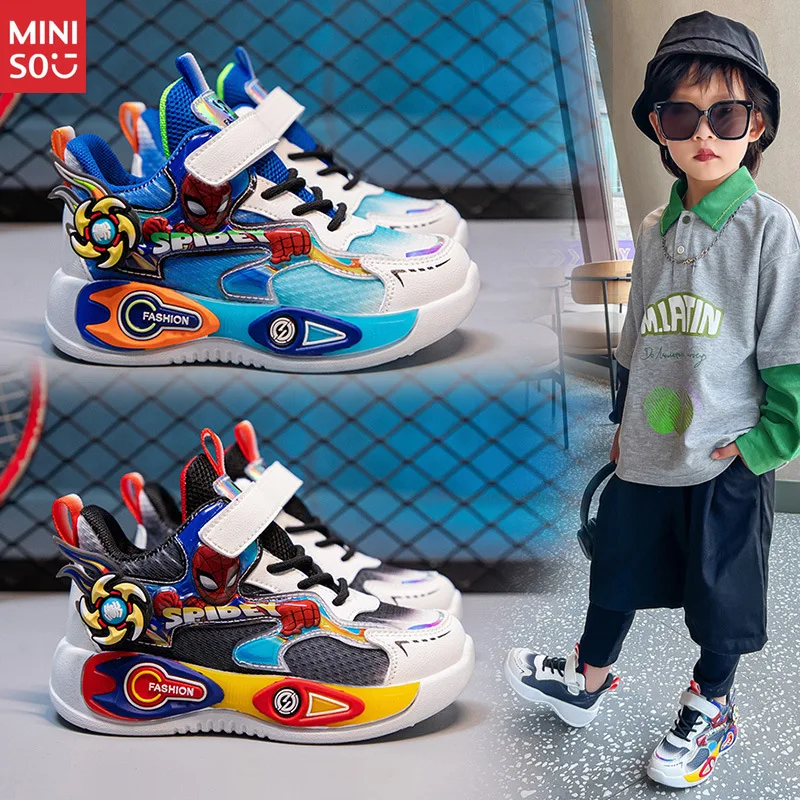 Miniso 2025 garçons Spider-Man baskets automne nouveau, mode anti-dérapant Durable enfants chaussures de course