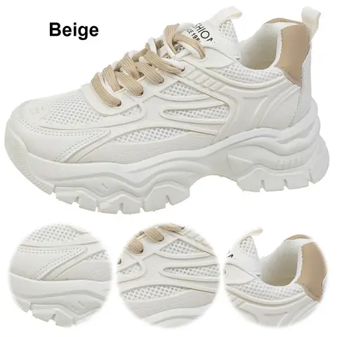 Chunky Fashion Sneakers Comfortable Casual Dad Shoes Lace-Up Walking Shoes Breathable Mesh for Women