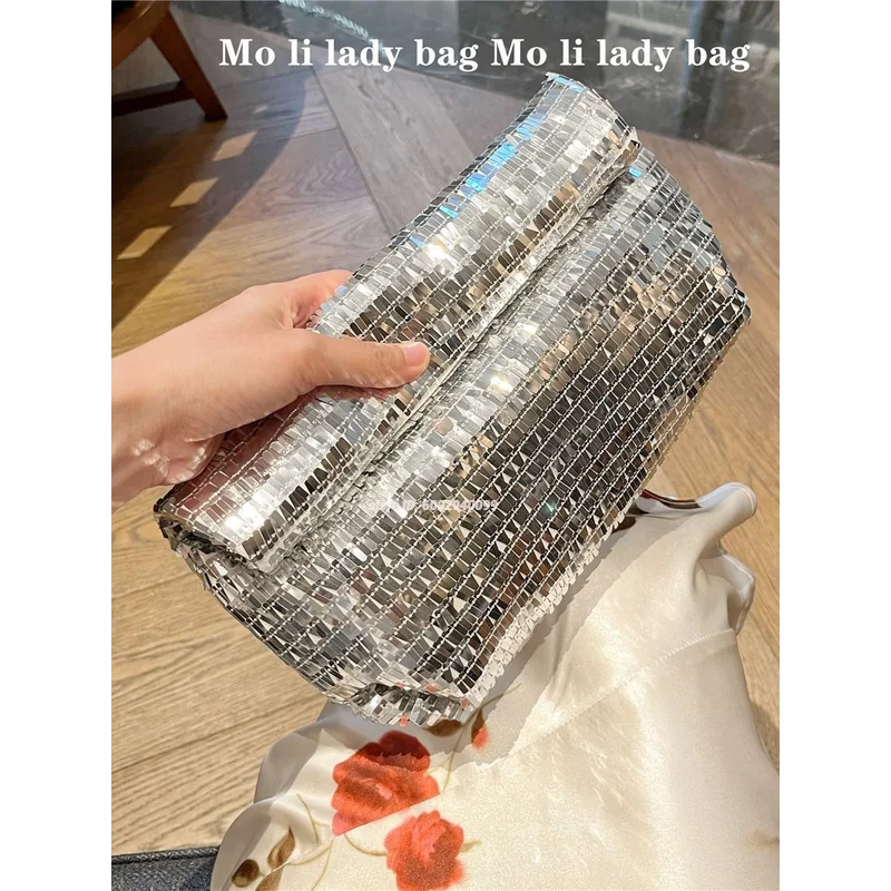 

Блестящая алюминиевая сумка-клатч с пайетками, женская сумка через плечо, вечерняя сумка-клатч, женская сумочка для вечеринок, выпускных, гламурная.