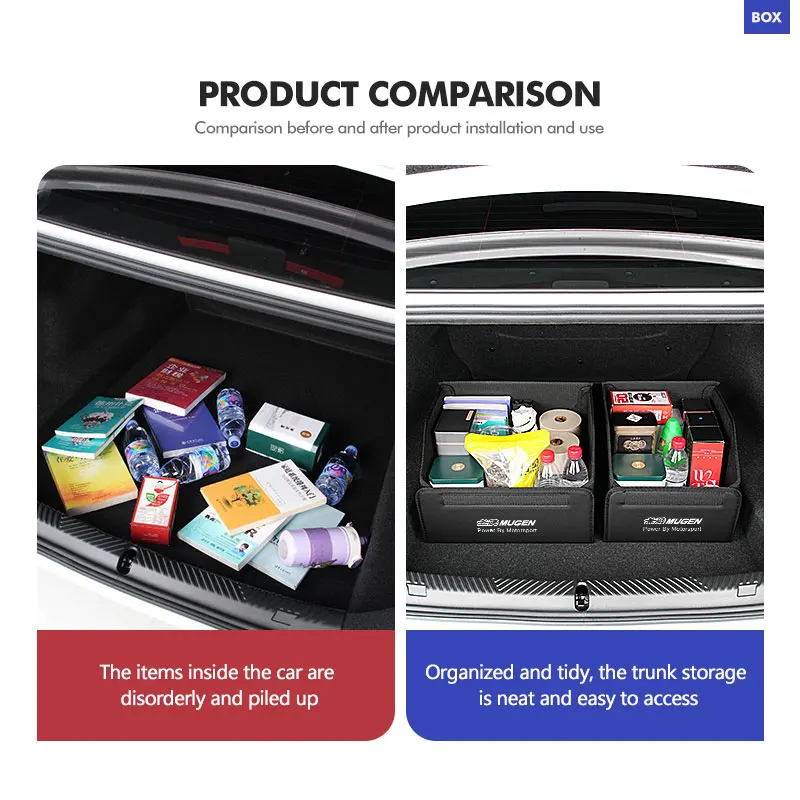 Car Boot Organiser Portable Foldable Duty Large Tidy Storage Bag For Honda Mugen Power Typer Civic Accord CRV view 2