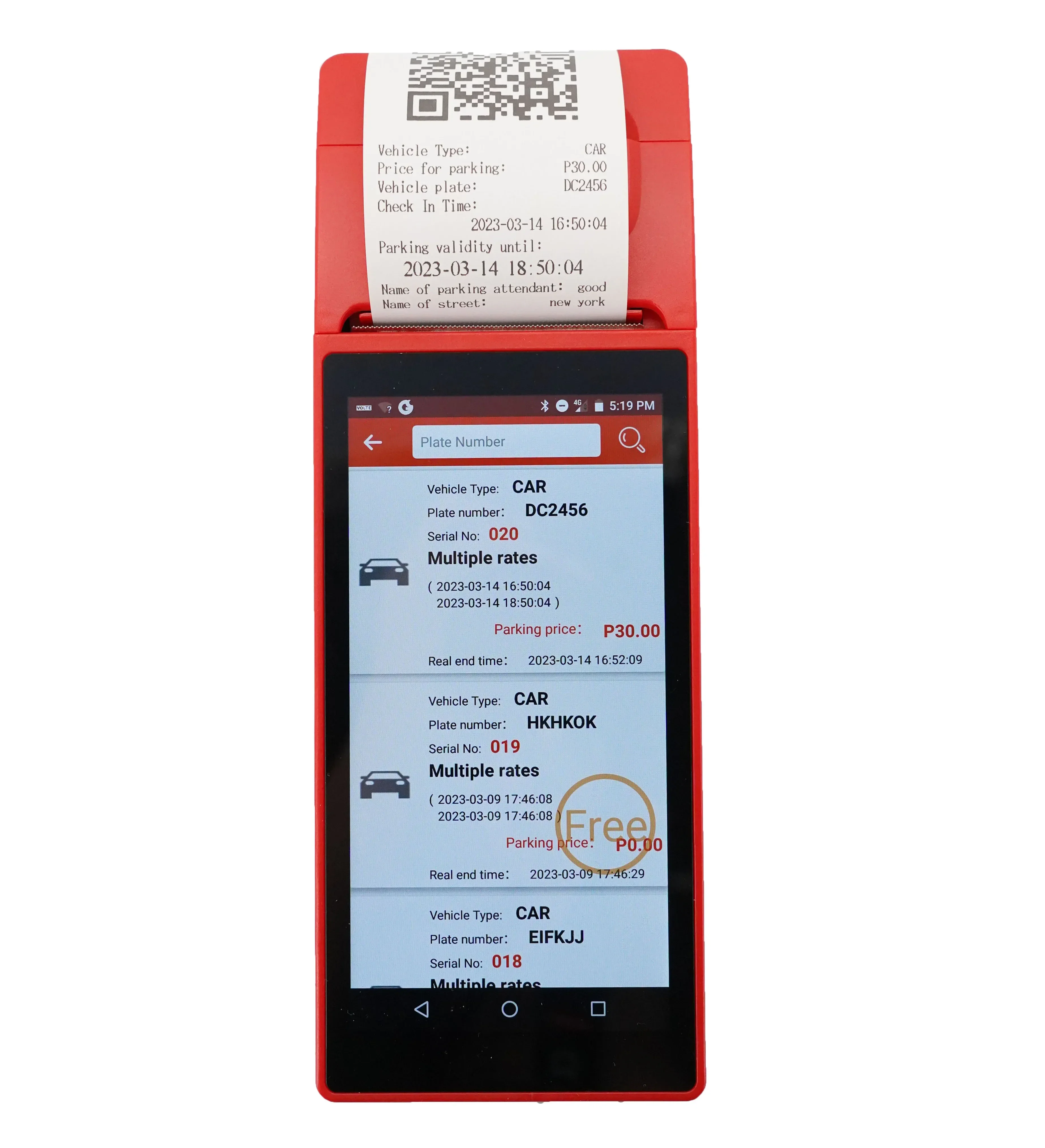 

GOODCOM car parking POS system with ticket printer bluetooth for android 10