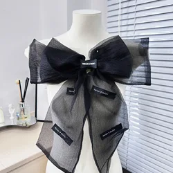 black bow pin corsage black organza ribbon large butterfly headdress dress accessories decoration