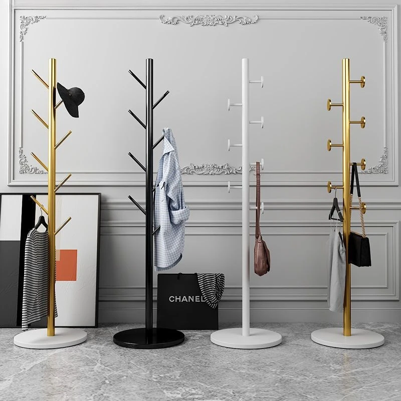 Clothes and hats marble floor-to-ceiling clothes hanging bedroom living room wrought iron bag hanging rack