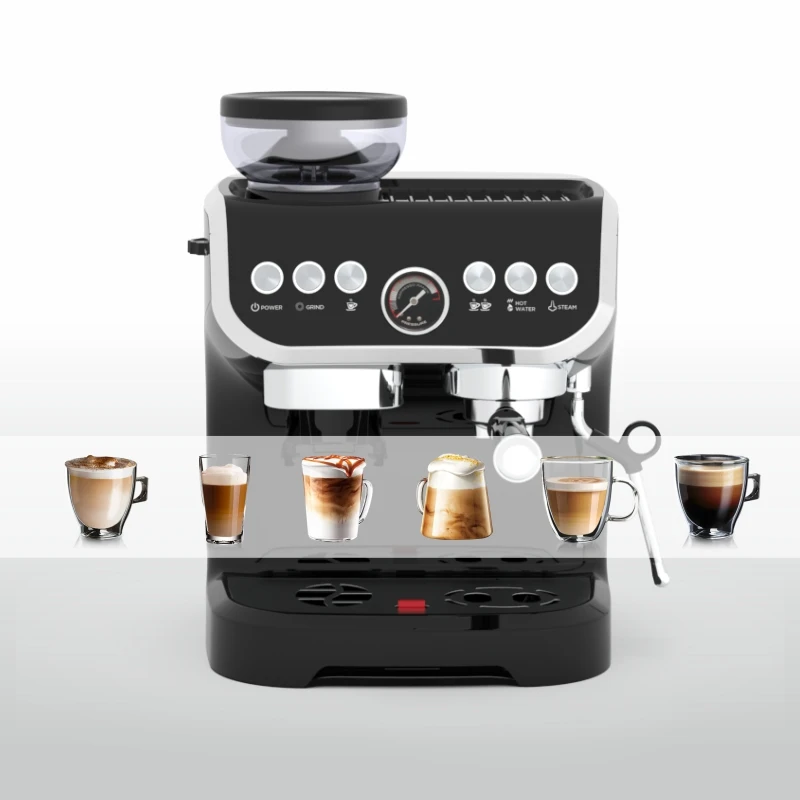 China Cafetera Coffee Pod Instant Cappuccino Espresso Machine Three in One Espresso Coffee Machine With Grinder Built in