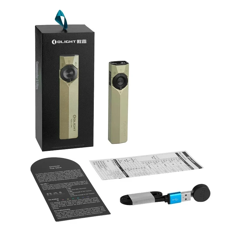 OLIGHT Commander 2 Ultra PRO 4 In 1 Compact Rechargeable Flashlight With Green Laser Uv Light Spot Flood Aluminum Outdoor Hiking