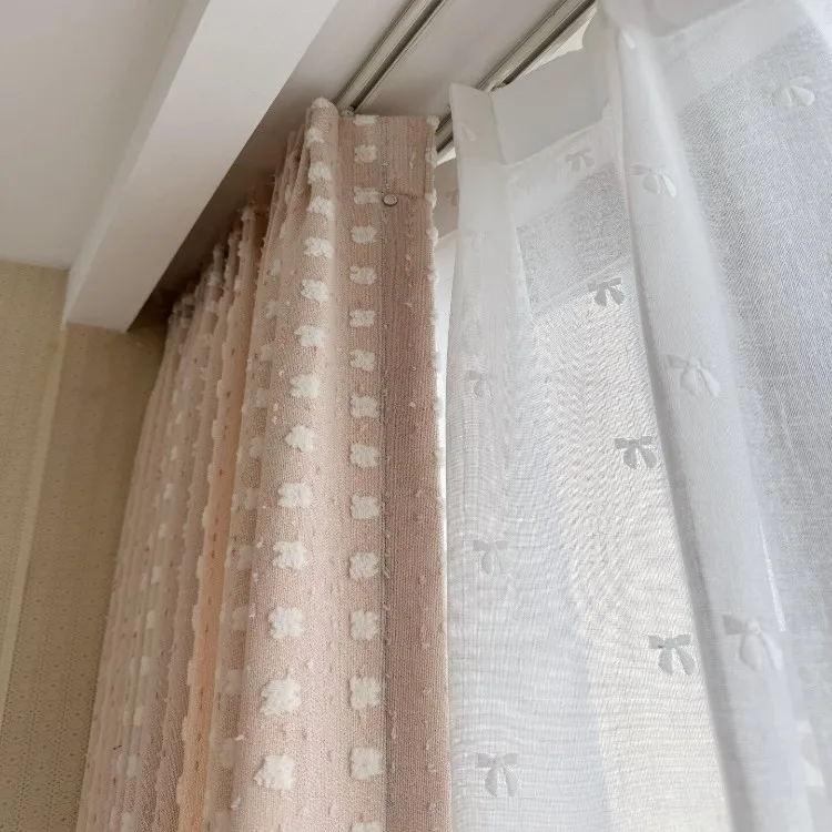 Dopamine Cream Style Three-dimensional Flocking Colorful Dot Girl Heart Marshmallow Curtains for Living Dining Room Bedroom Door