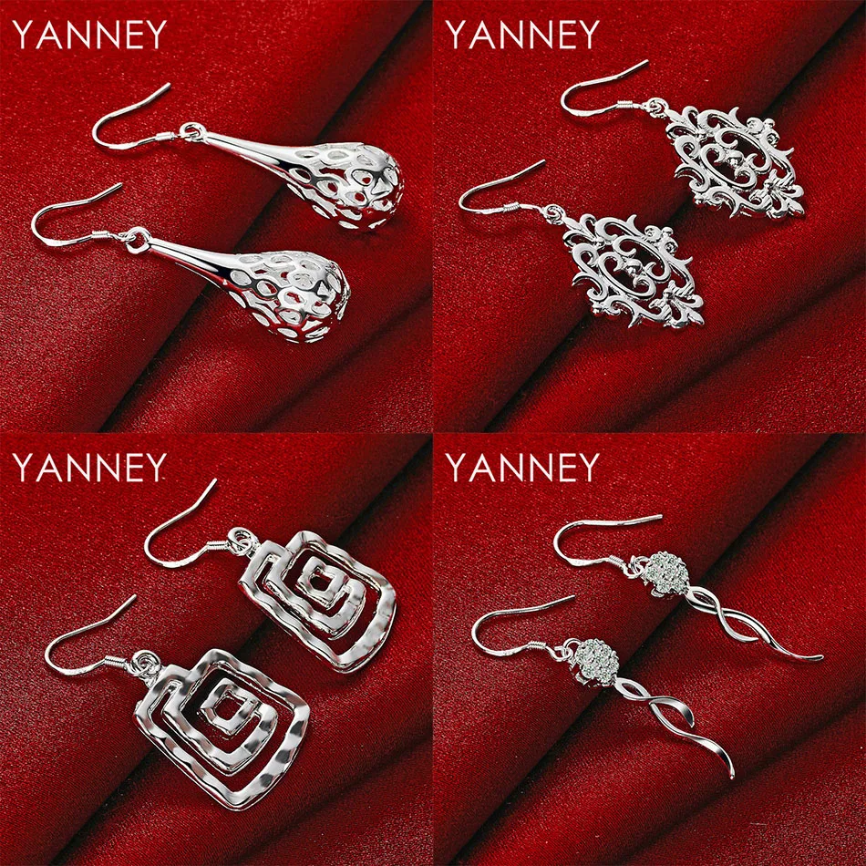 

New 925 Sterling Silver Delicate Water Drop Hollow Earrings Women Jewelry Accessories Wedding Gift Party