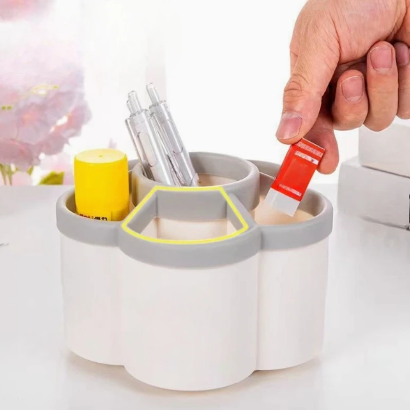 1pc 360 degree cute rotating pen holder, large capacity multifunctional desktop stationery storage box, stationery storage image 6