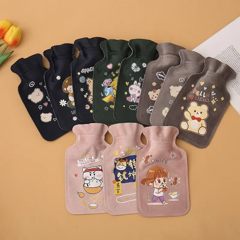 Cute Hot Water Bottle Bag Girls PVC Shoulder Hand Warmer Heat Pack Warm Belly Instant Hot Pack Winter Water Heating Pad 11*19cm