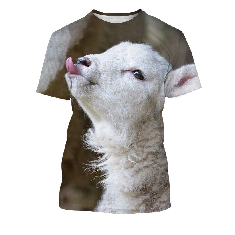 Summer Funny Goat 3D Print T-Shirts Streetwear Men Women Fashion Oversized O-Neck Short Sleeved T Shirt Tees Tops Clothing