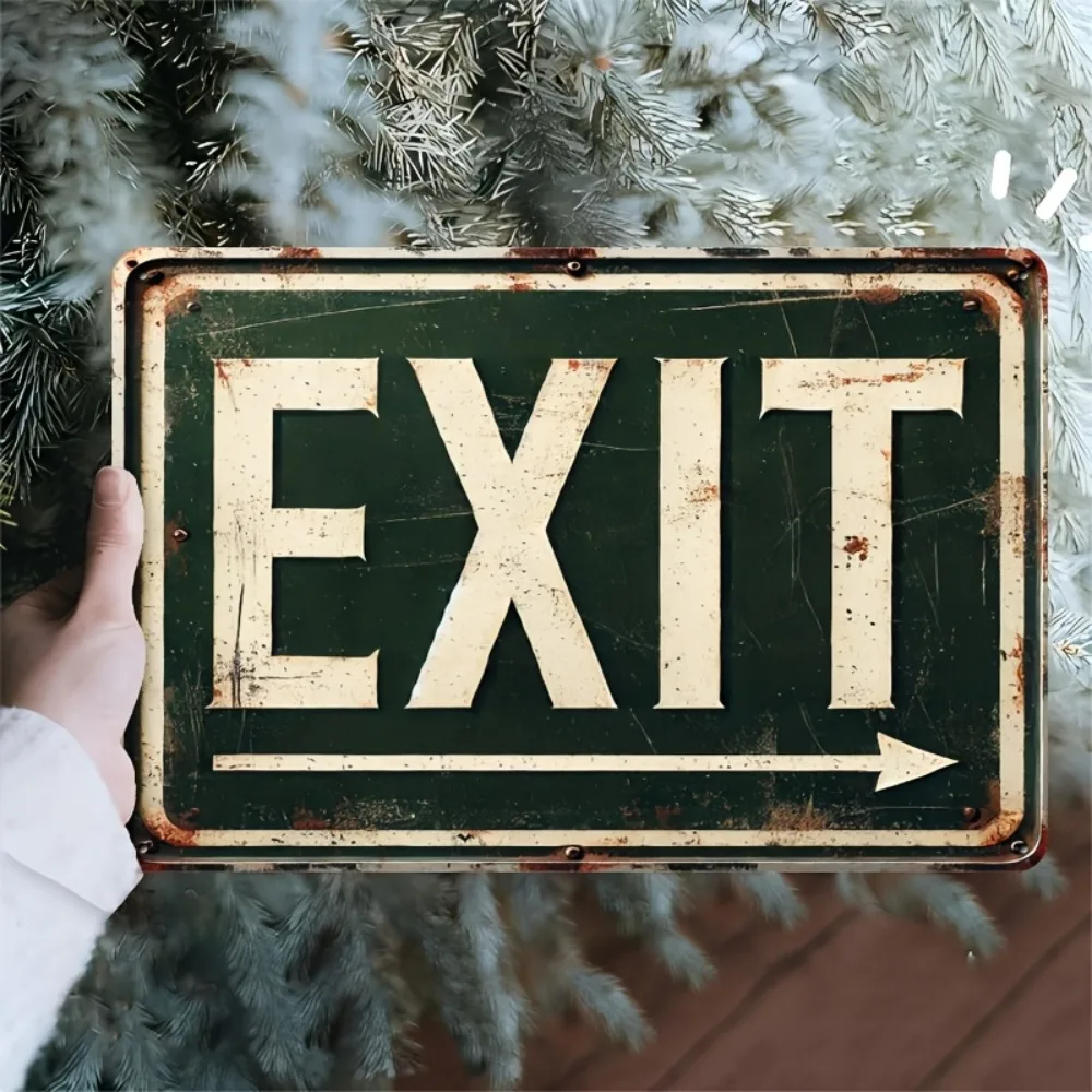 Vintage Exit Metallschild, rustikale Garagendekoration, 7,87 x 11,81 Zoll, verwittertes Grün
