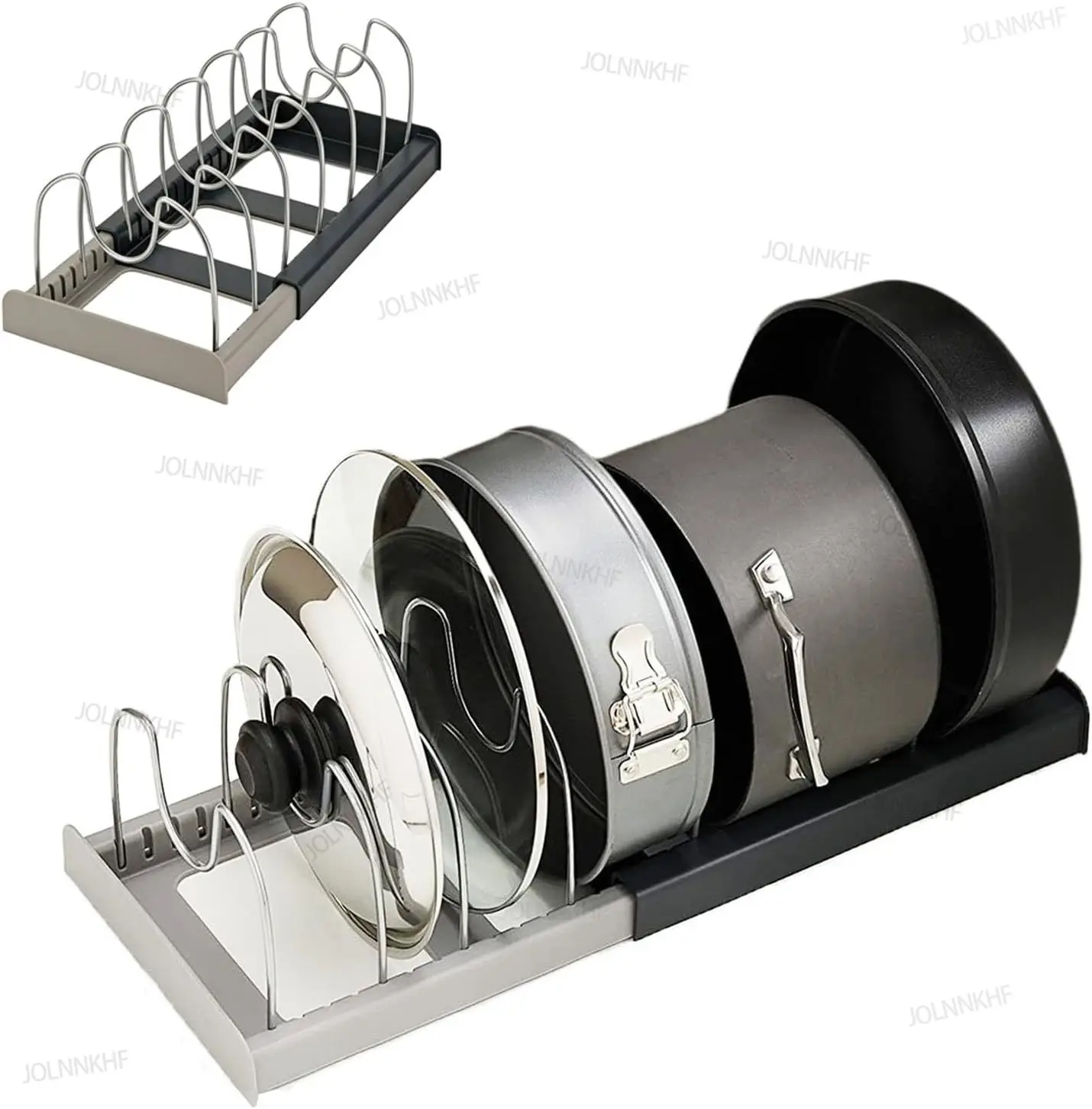 7-grid Telescopic Pot Rack Kitchen Cabinet Organizers for Pots and Pans Expandable Cookware Rack for Kitchen Organization Tools