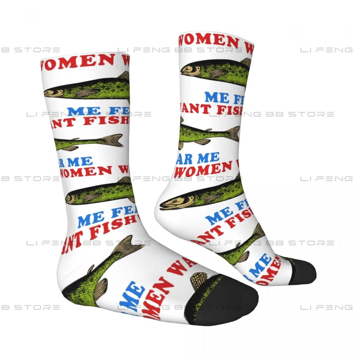 Women Want Fish Me Fear Me Men Women Socks Cycling Novelty Spring Summer Autumn Winter Stockings Gift