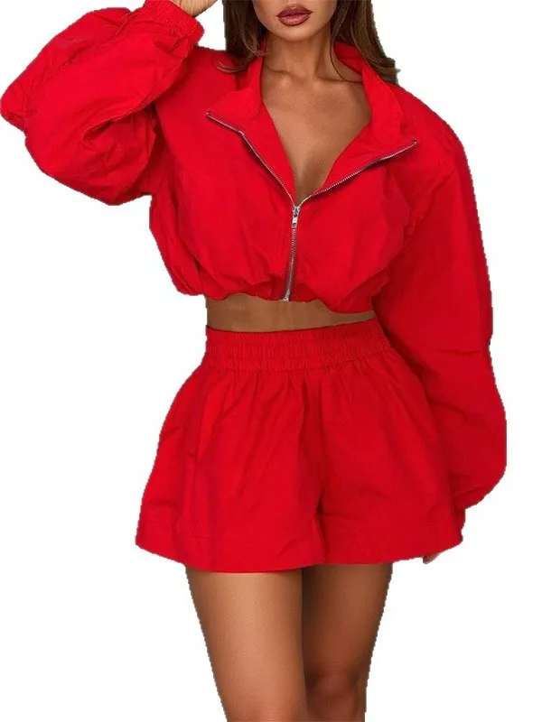 Faionable Long Sve Top And orts Set Women's Casual Wear Two-Piece Suit Autumn 2025 European Sle Summer Adult Clothing