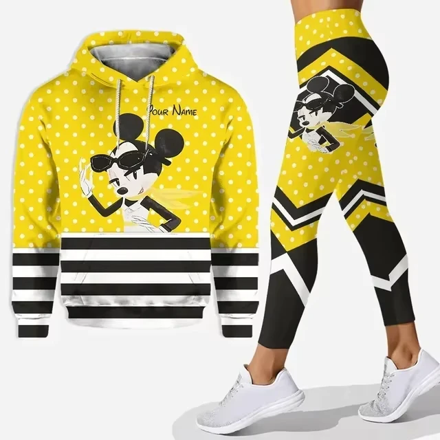 3D New Stitch Hoodie Women's Hoodie Set Mickey Yoga Pants Sports Pants Women's Disney Yoga Hoodie Tights Fashion Sports Set