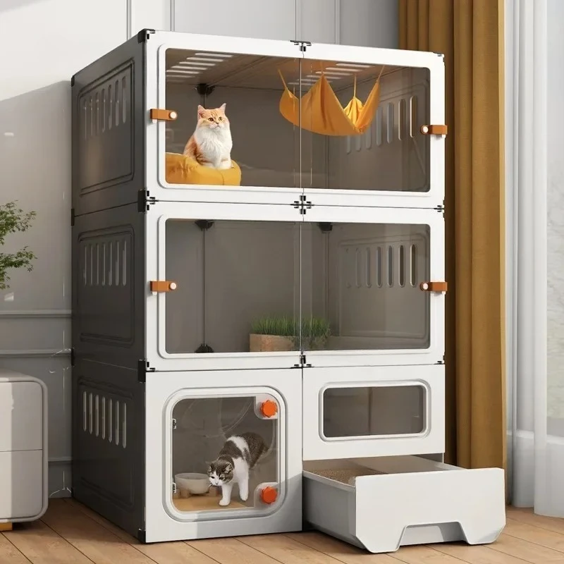 Cat Cage Cats Litter Box Integrated Cat House Modern Minimalist Large Free Space Household Indoor Cages for Cats