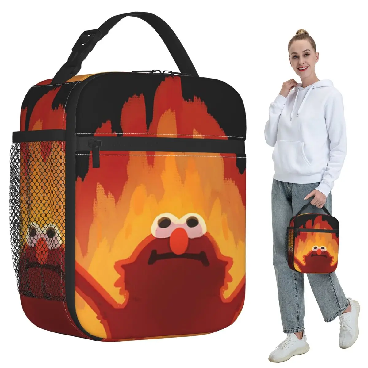 Hellmo Elmo On Fire Insulated Lunch Bag for Women Office Cooler Thermal Food Box Tote Leakproof Lunch Boxes Container