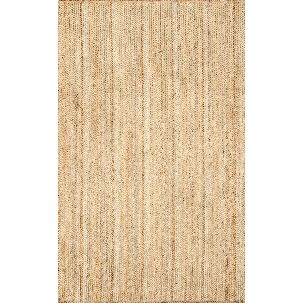 9x12 Rigo Jute Hand Woven Area Rug, Natural, Solid Farmhouse Design, Natural Fiber, For Bedroom, Living Room, Dining Room