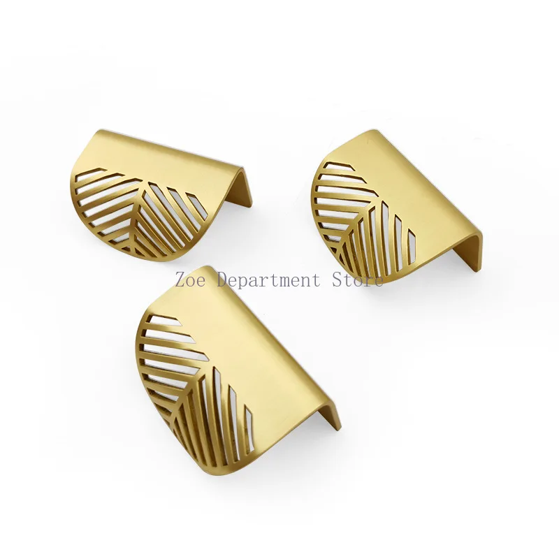 Brass medicine cabinet solid hollow invisible handle wardrobe cabinet furniture modern simple