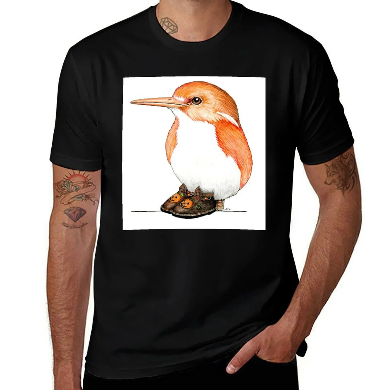 

Pumpkin Bird in Jack-O’-Lantern Shoes T-Shirt t shirts for man cotton funny man t shirt designer T-Shirt