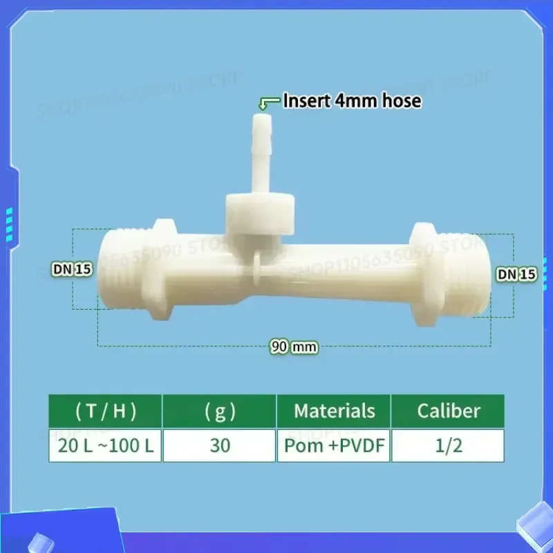 for PVDF 1/2 Venturi Nozzle Household Water Jet for Water Purifier Windshield Washer Fluid Car Wash Liquid Device Mixer