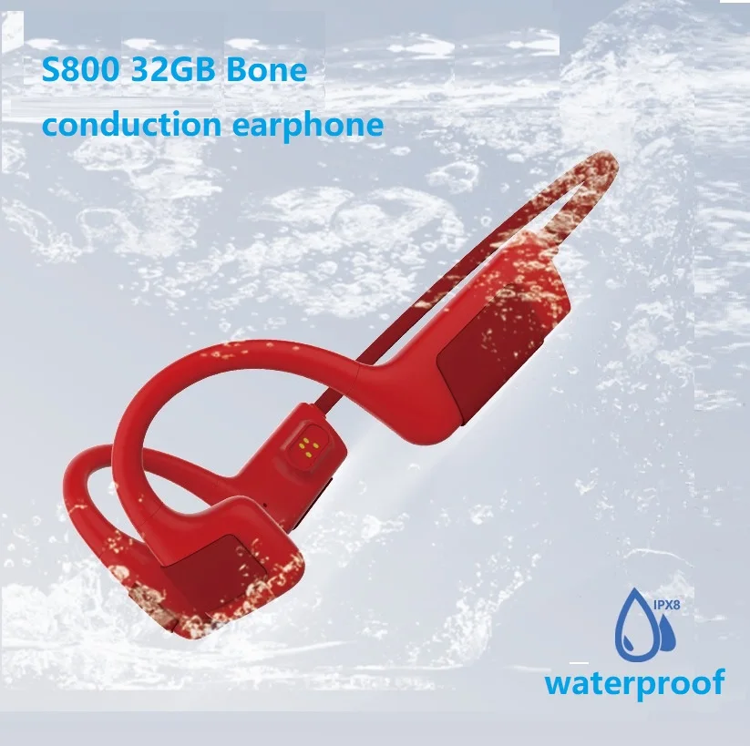 

S800 Bone Conduction swim earphon Bluetooth Wireless Earphone 360°Pro Surround Range Call Noise Reduction IPX8 Waterproof 32GB