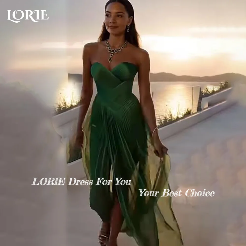 LORIE-vestido de noche de sirena de satén brillante, vestido de fiesta Bobycon con volantes y escote en forma de corazón, vestido de fiesta plisado Sexy, vestido de Brithdays personalizado