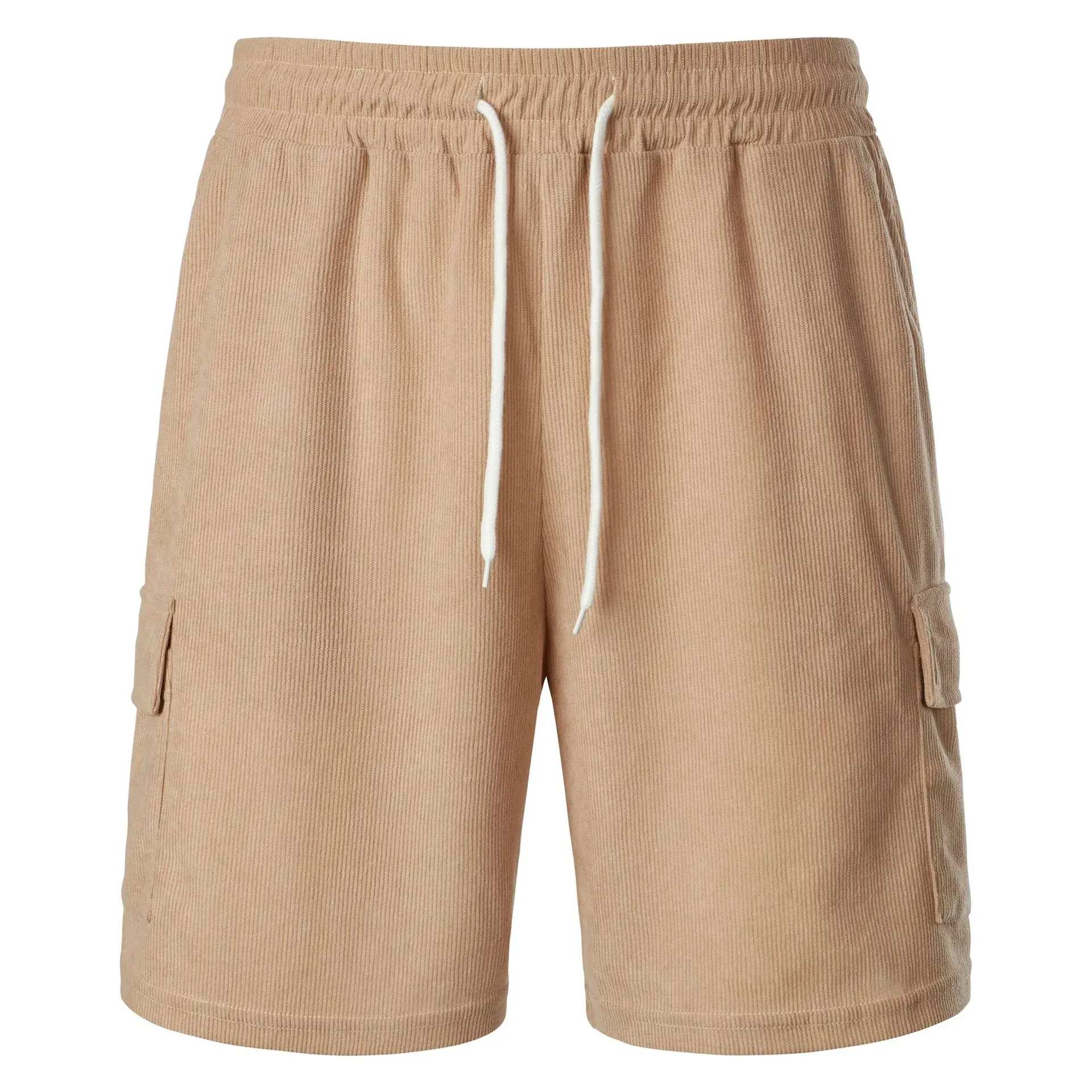 Corduroy Casual Shorts for Men Spring and Summer Casual Shorts Elastic Waist Fitness Working Shorts Solid Color Short Pants