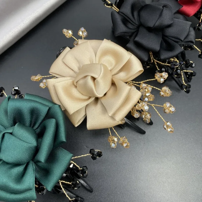 

Fashion Elegant Rose Bride Hairpin Hair Accessories for Women Retro Luxury Flower Claw Clip Wife Headwear Jewelry Tiara Gift