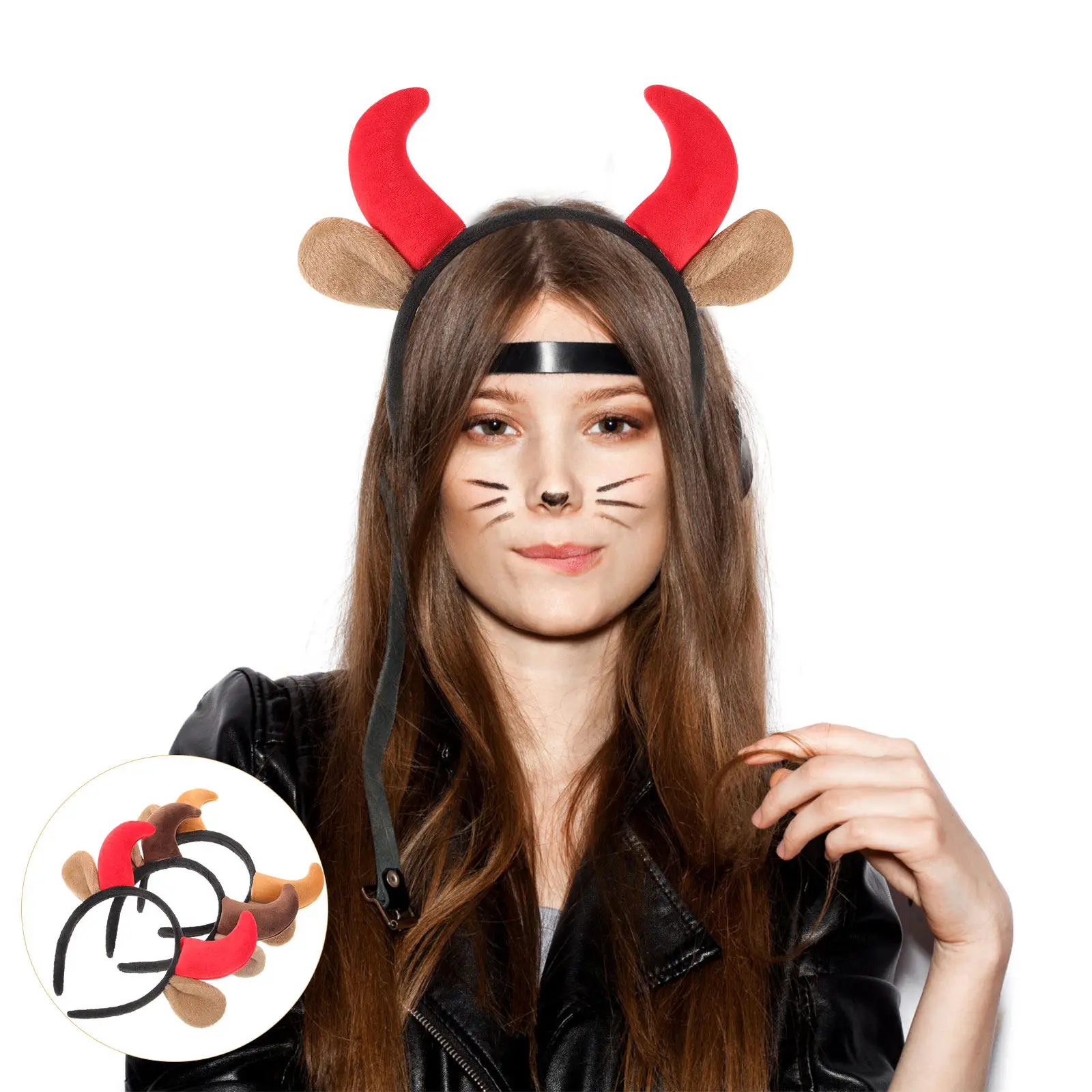 3Pcs Halloween Horn Headband Set Funny Devil Horn Hair Hoops for Adults Party Cosplay Costume Photo Shoot Stage Performance