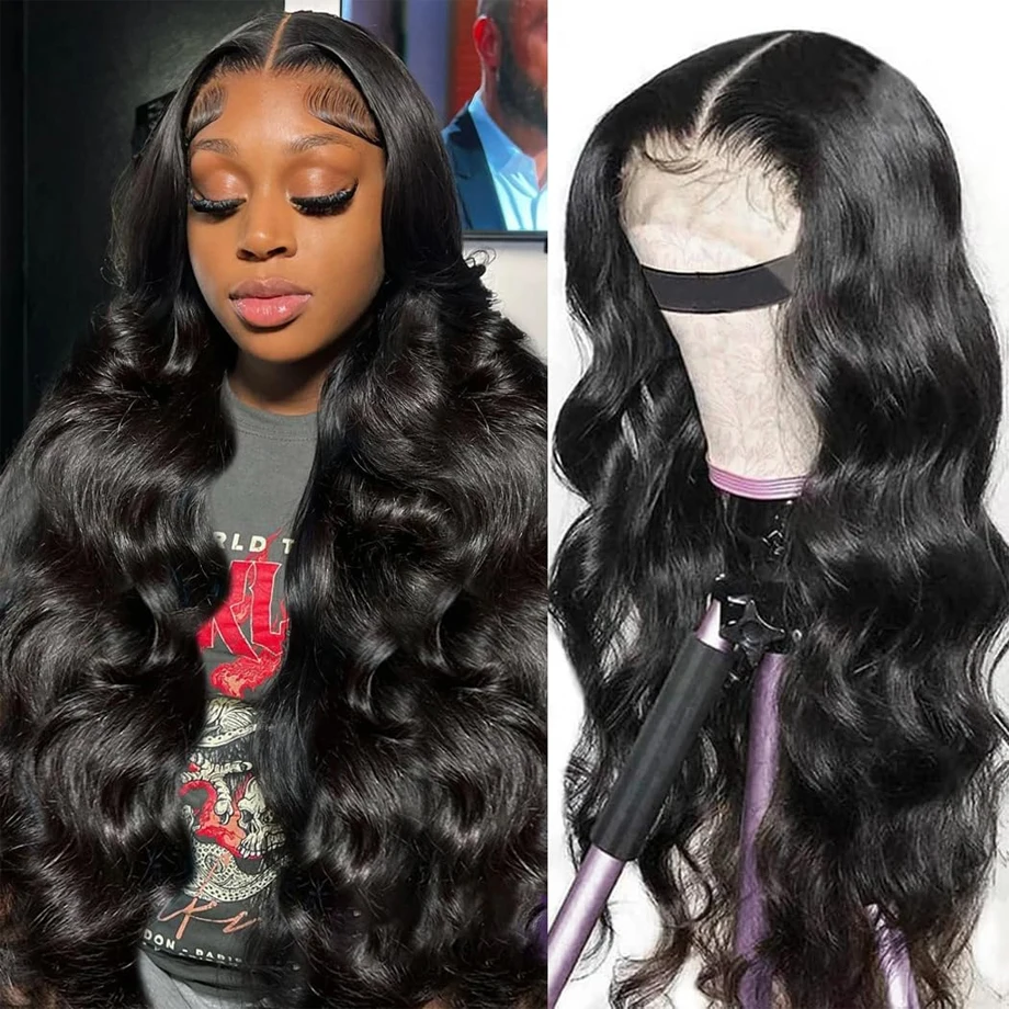 Body Wave Lace Front Human Hair Wigs 13x4 HD Pre Plucked With Baby Hair Lace Front Wig For Black Women 180 Density Natural Color