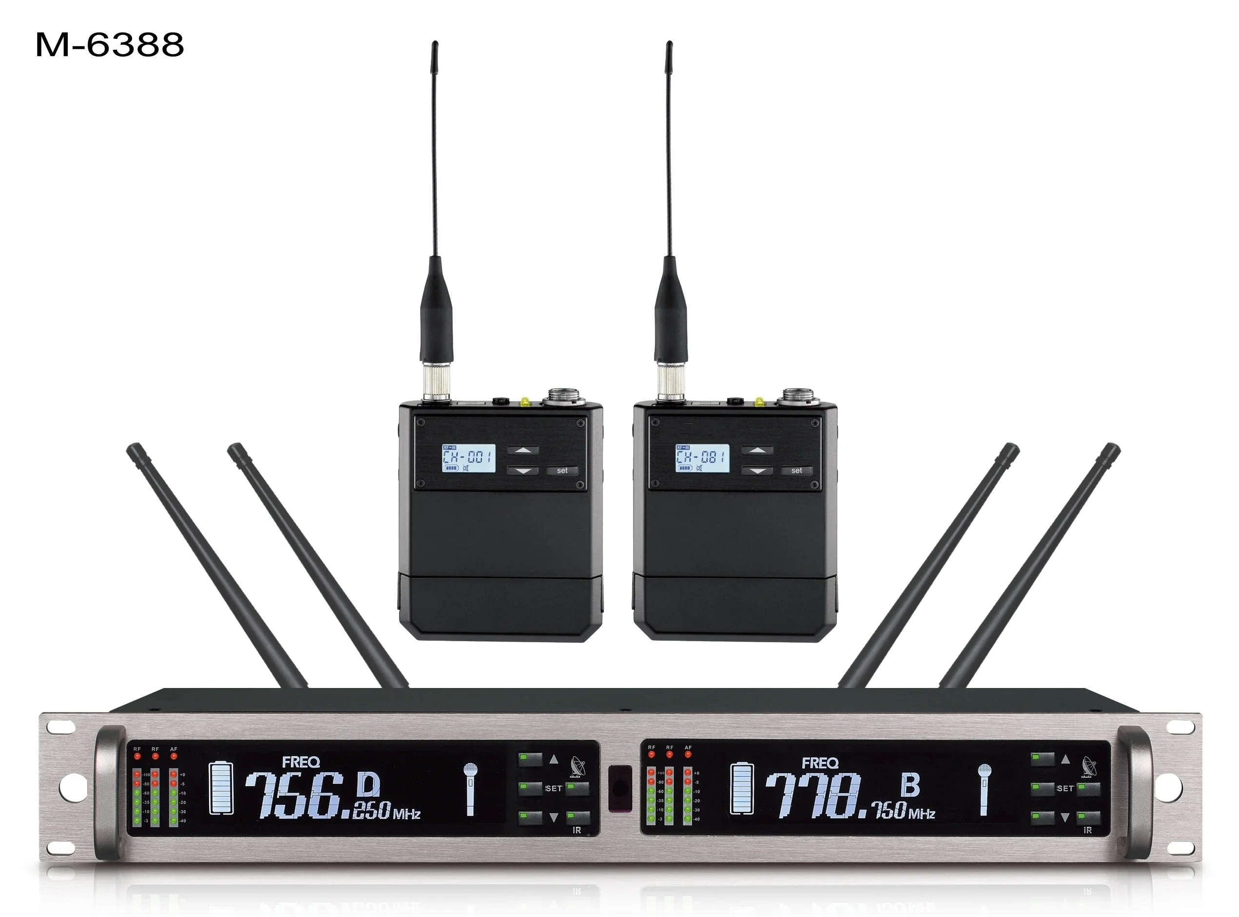 M-6388 UHF True Diversity mezclador Digital profesional consola de Audio micrófono 2 canales KTV sistema con micrófono inalámbrico de mano