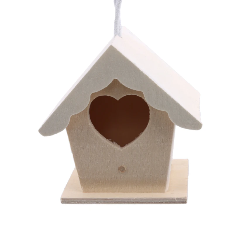 Creative Wooden Hummingbird House With Hanging Rope Home Gardening Decoration Bird's Small Hot Nest Diy Types Wall-mounted