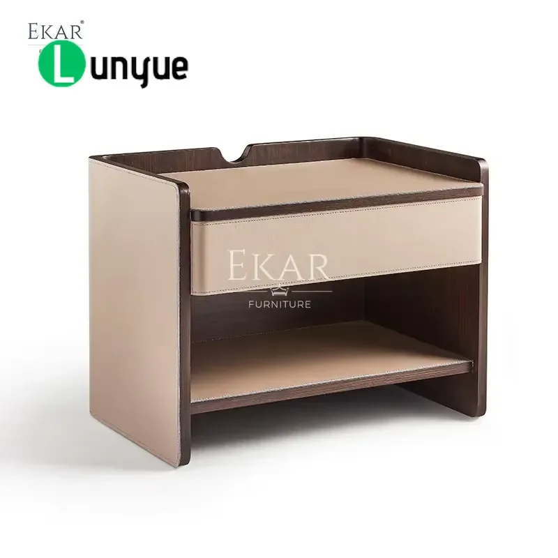 Elegant MDF Wood Bedside Table Modern Bedroom Nightstand Multifunctional Storage Furniture for Hotel Apartment School Hall