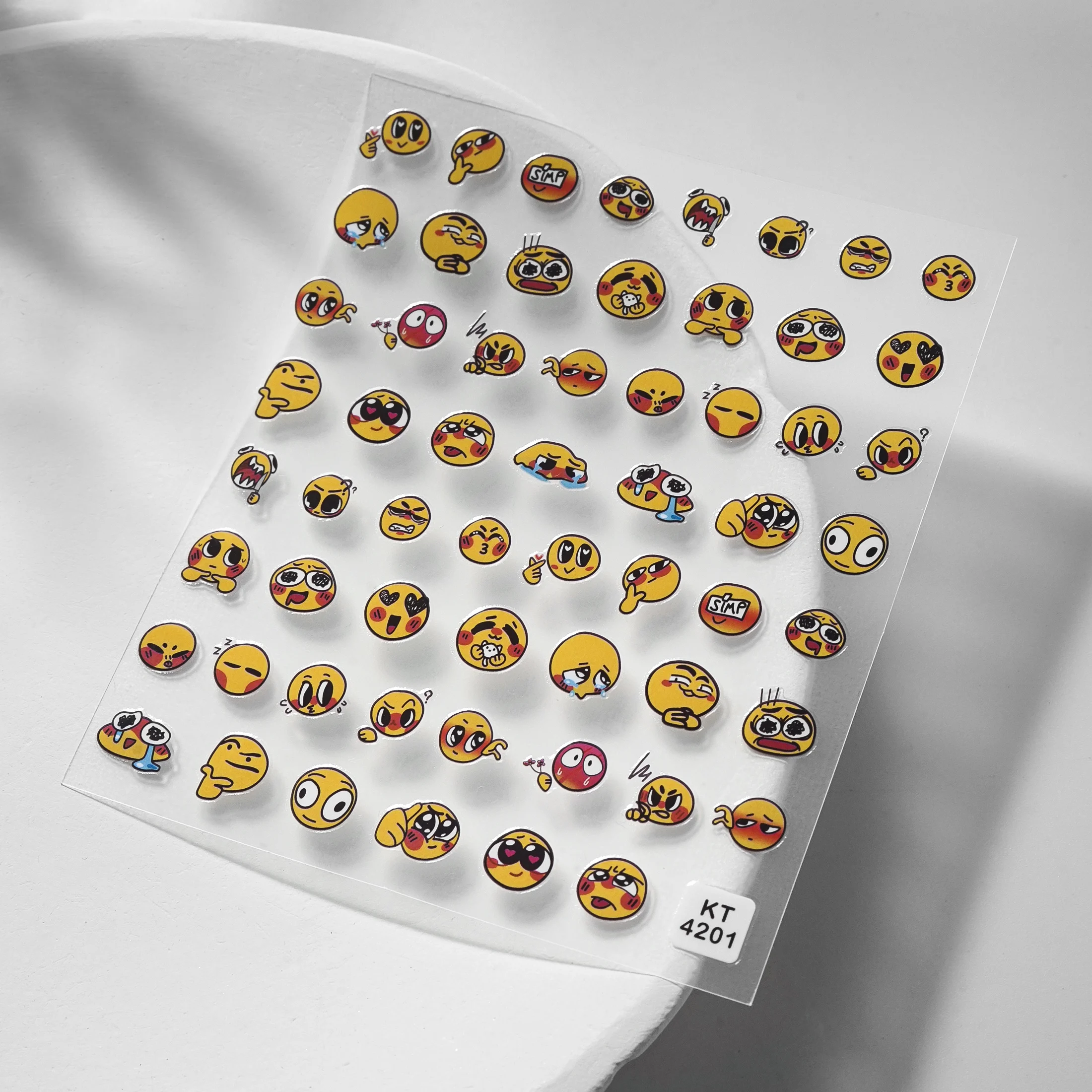 1 ورقة لطيف مضحك التعبير الإغاثة مسمار ملصق 3D هلام هلام الوجه المبتسم تصميم لطيف مسمار ملصقا #6