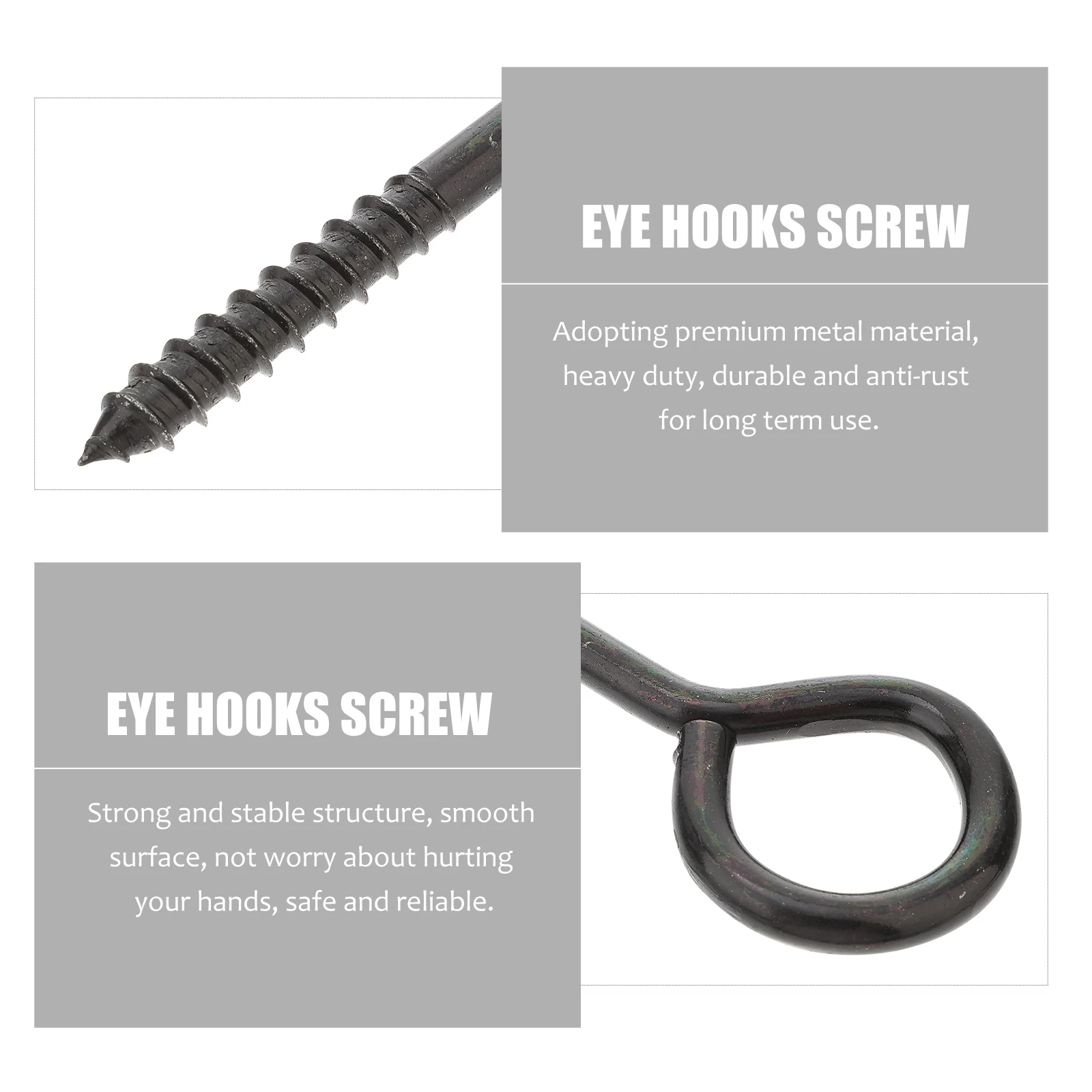 

5Pcs Durable Anti-Rust Heavy Duty Metal Self Tapping Eye Bolts Screw Hooks for Storage Hanging